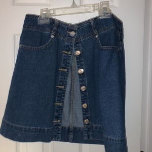 jean mini button up skirt